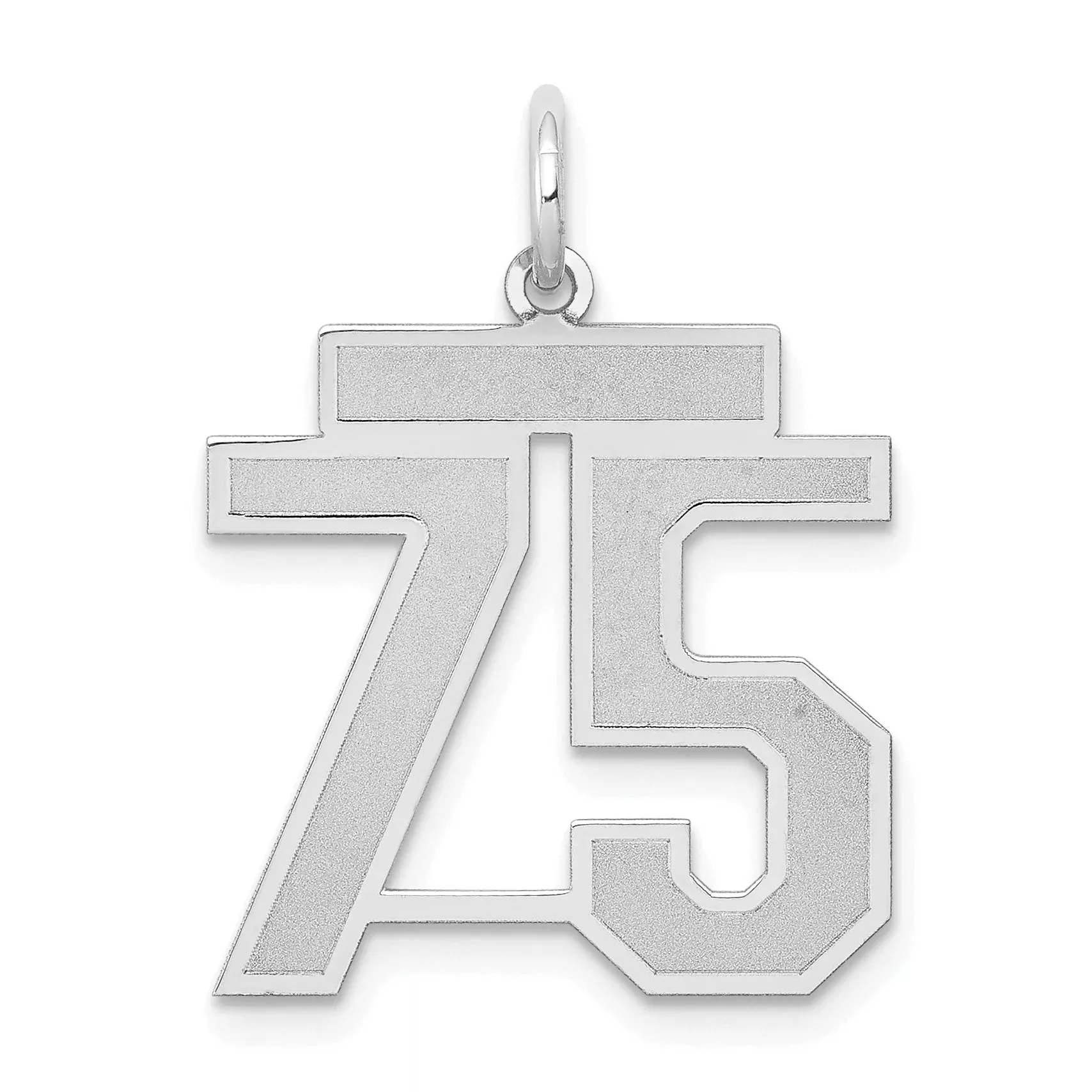 14K WG Medium Satin Number 75 Charm