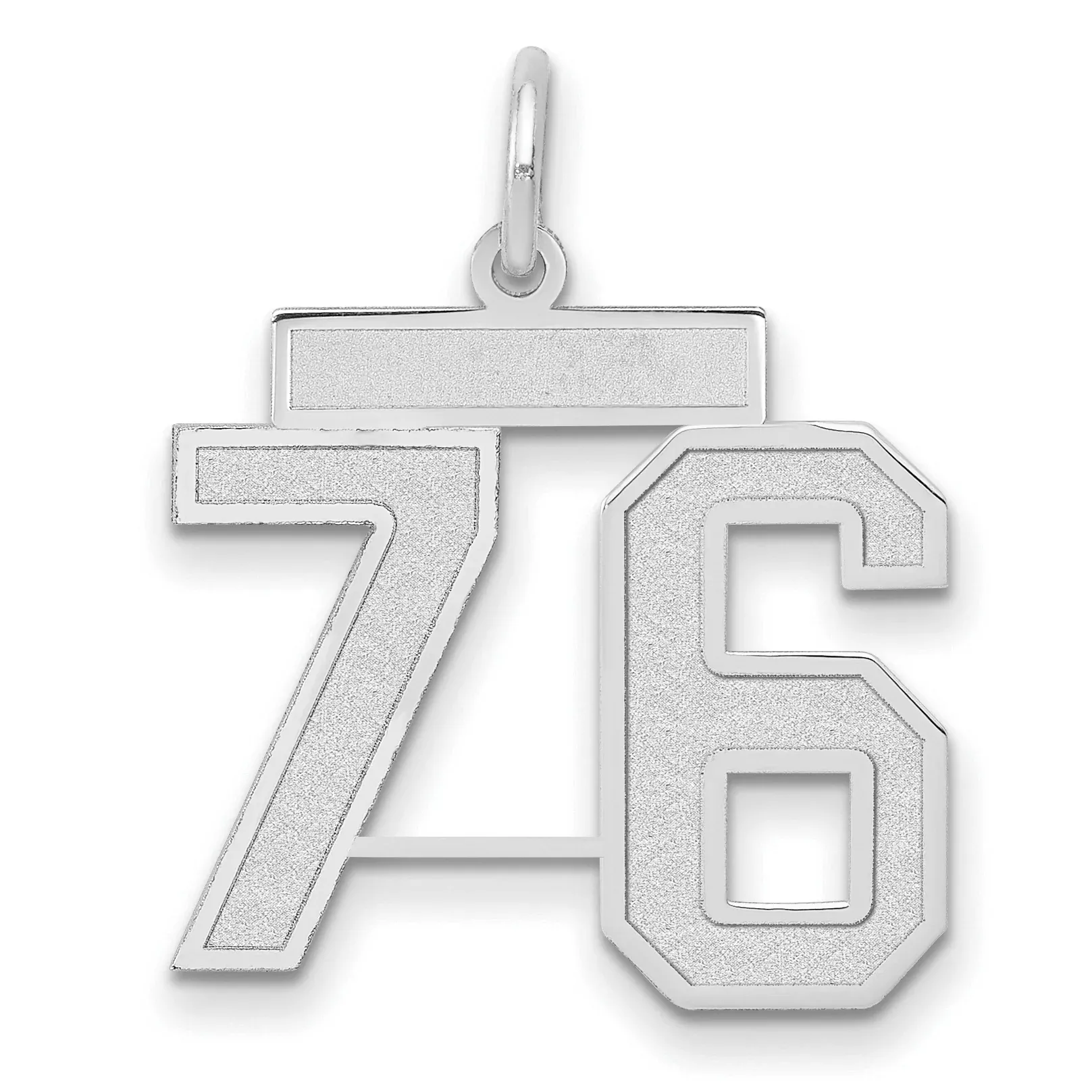 14K WG Medium Satin Number 76 Charm