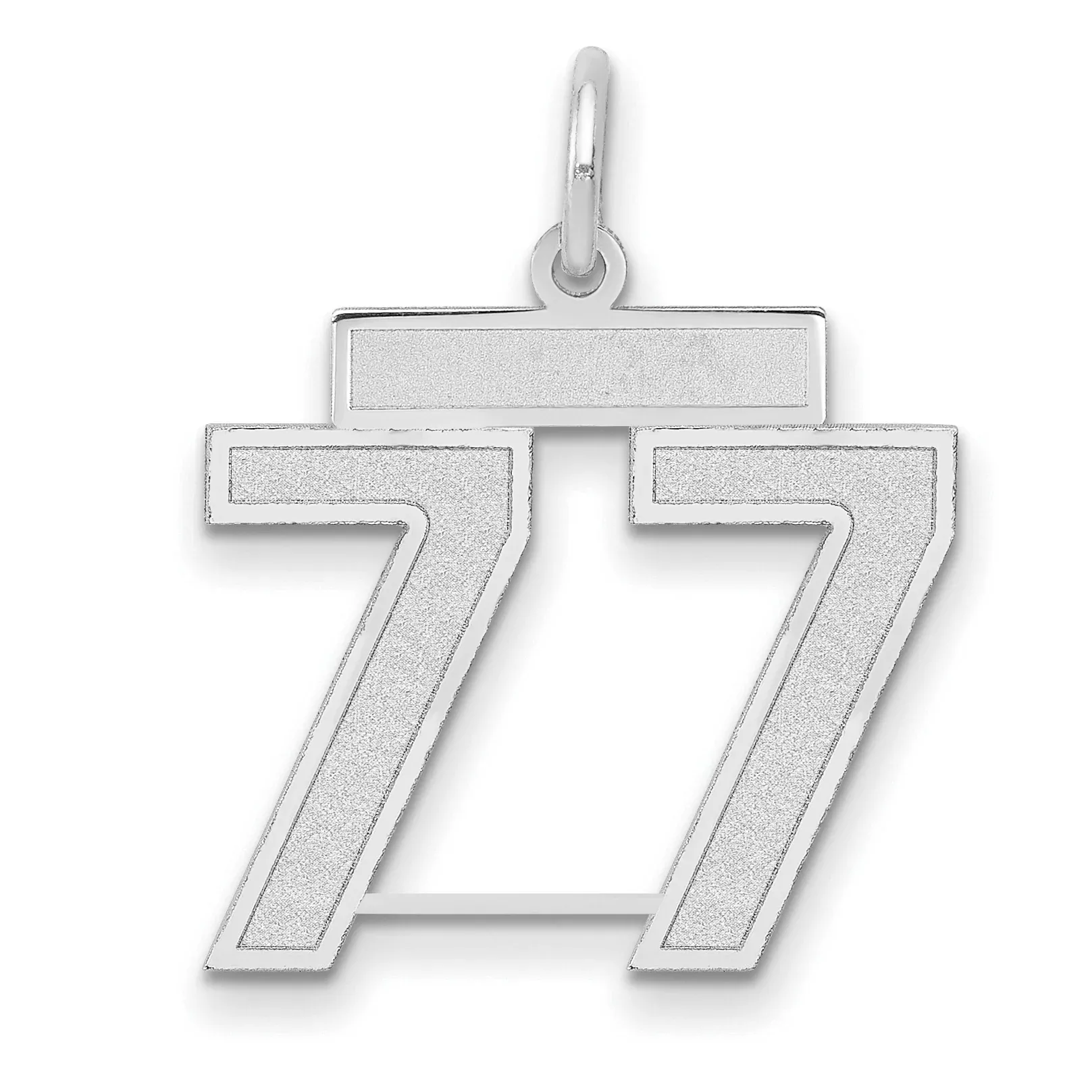 14K WG Medium Satin Number 77 Charm