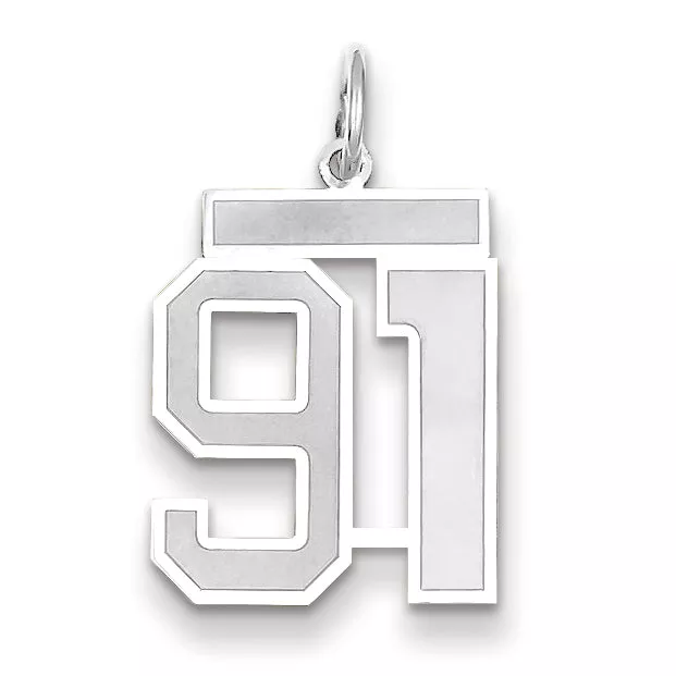 14K WG Medium Satin Number 91 Charm