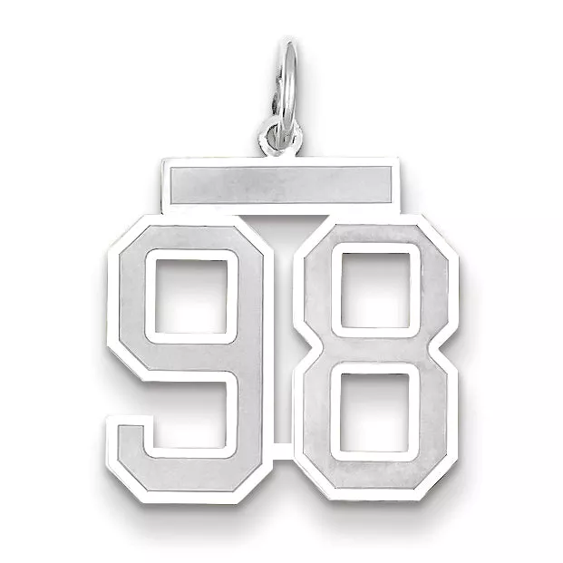 14K WG Medium Satin Number 98 Charm