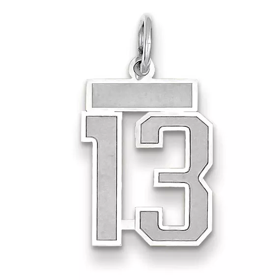 14K WG Small Satin Number 13 Charm