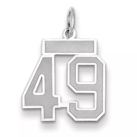 14K WG Small Satin Number 49 Charm