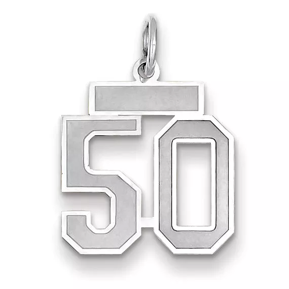 14K WG Small Satin Number 50 Charm