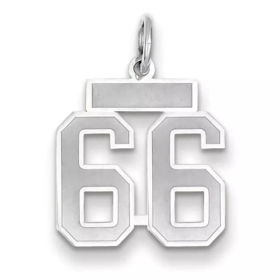 14K WG Small Satin Number 66 Charm