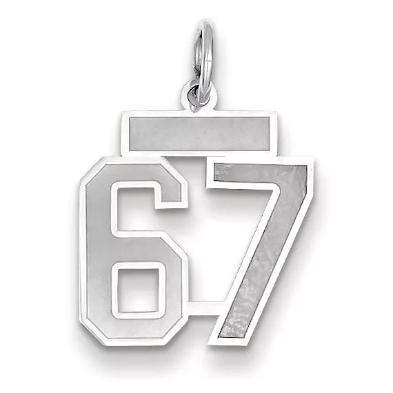14K WG Small Satin Number 67 Charm