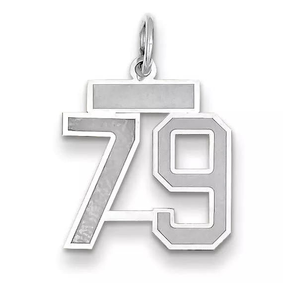 14K WG Small Satin Number 79 Charm