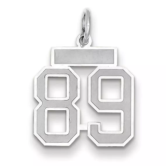14K WG Small Satin Number 89 Charm