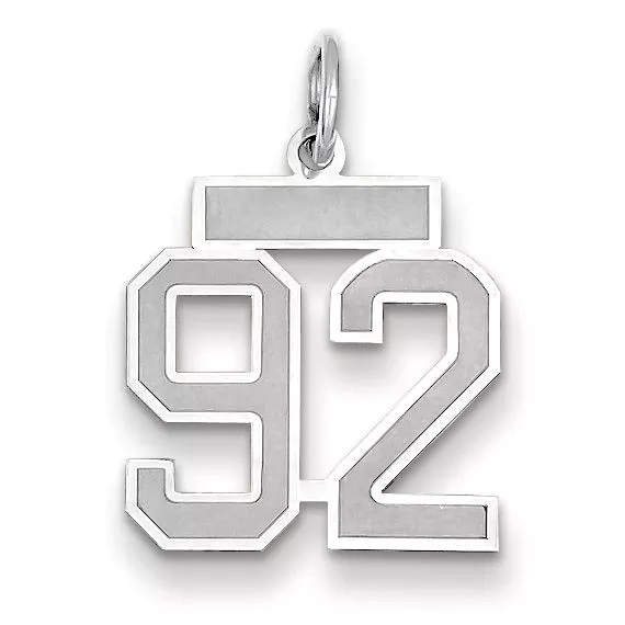 14K WG Small Satin Number 92 Charm