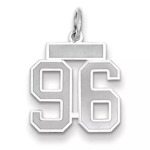 14K WG Small Satin Number 96 Charm