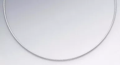 14k White Gold 1mm Round Omega Necklace 16 Inches