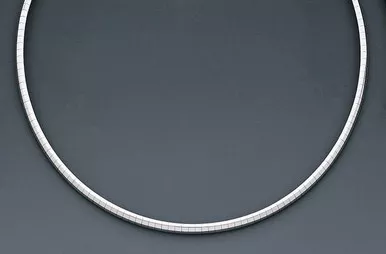 14k White Gold 3mm Domed Omega Necklace 16 Inches