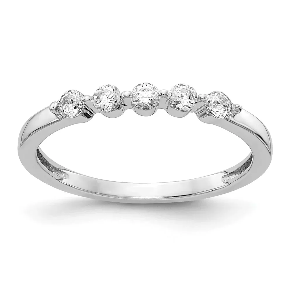 14k White Gold 5-stone Real Diamond Ring