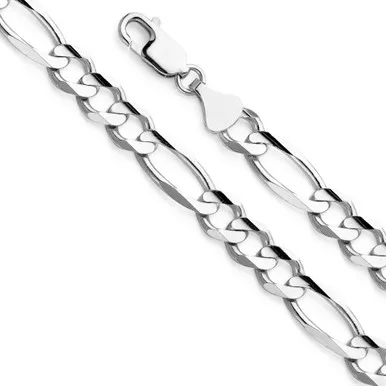 14k White Gold 8mm (Nickel Free) Figaro Chain 20 Inches