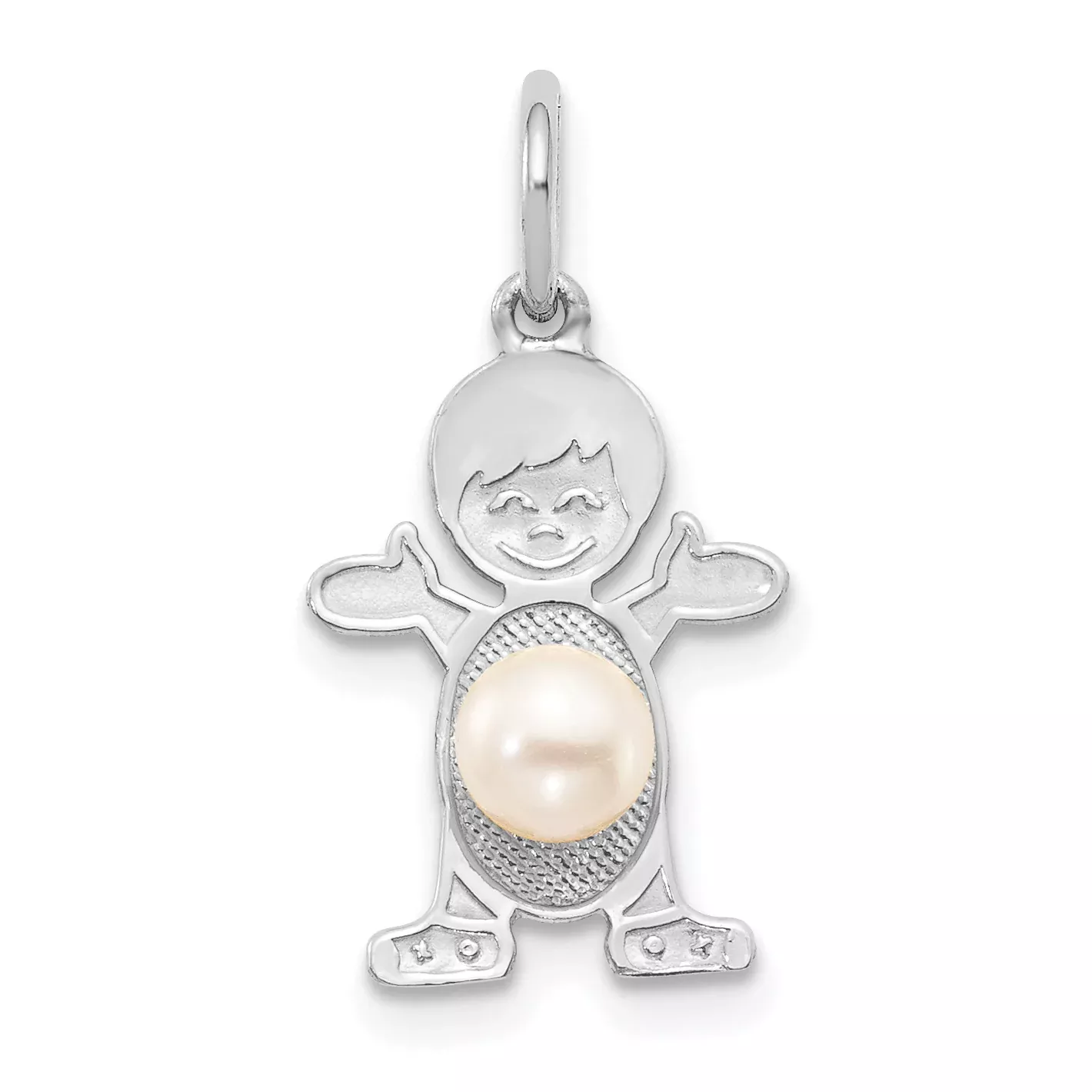 14K White Gold Boy 4mm FW Cultured Pearl-June