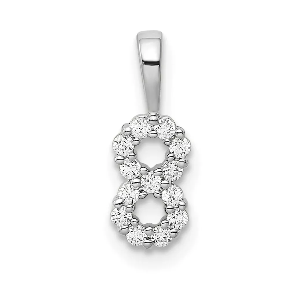 14k White Gold Diamond Number 8 Pendant