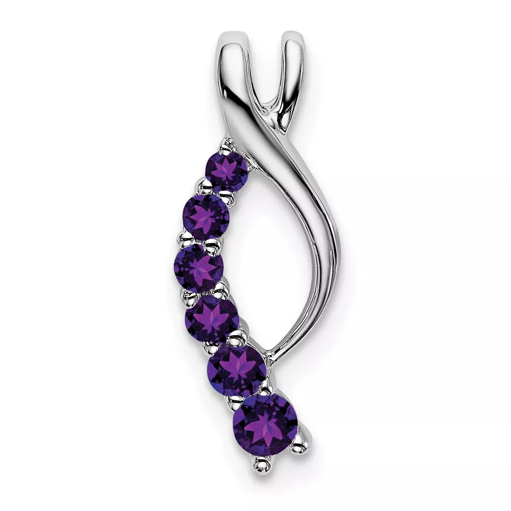 14k White Gold Graduated Amethyst Journey Chain Slide
