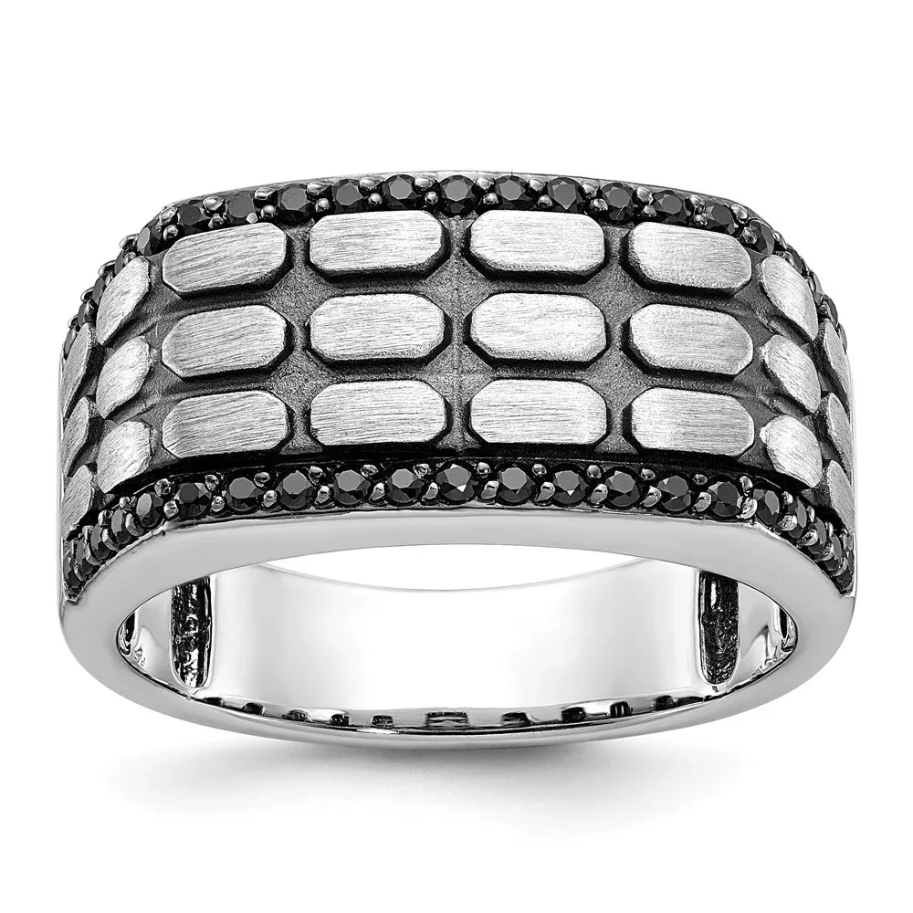 14k White Gold Men's Cobblestone Satin Diamond Ring Mounting