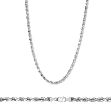 14k White Gold "Nickel Free" 3.0mm Italian Rope chain 30"