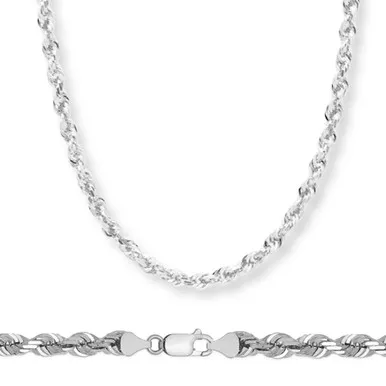 14k White Gold "Nickle Free" 5.0 Mm Italian Rope Chain 20 Inches