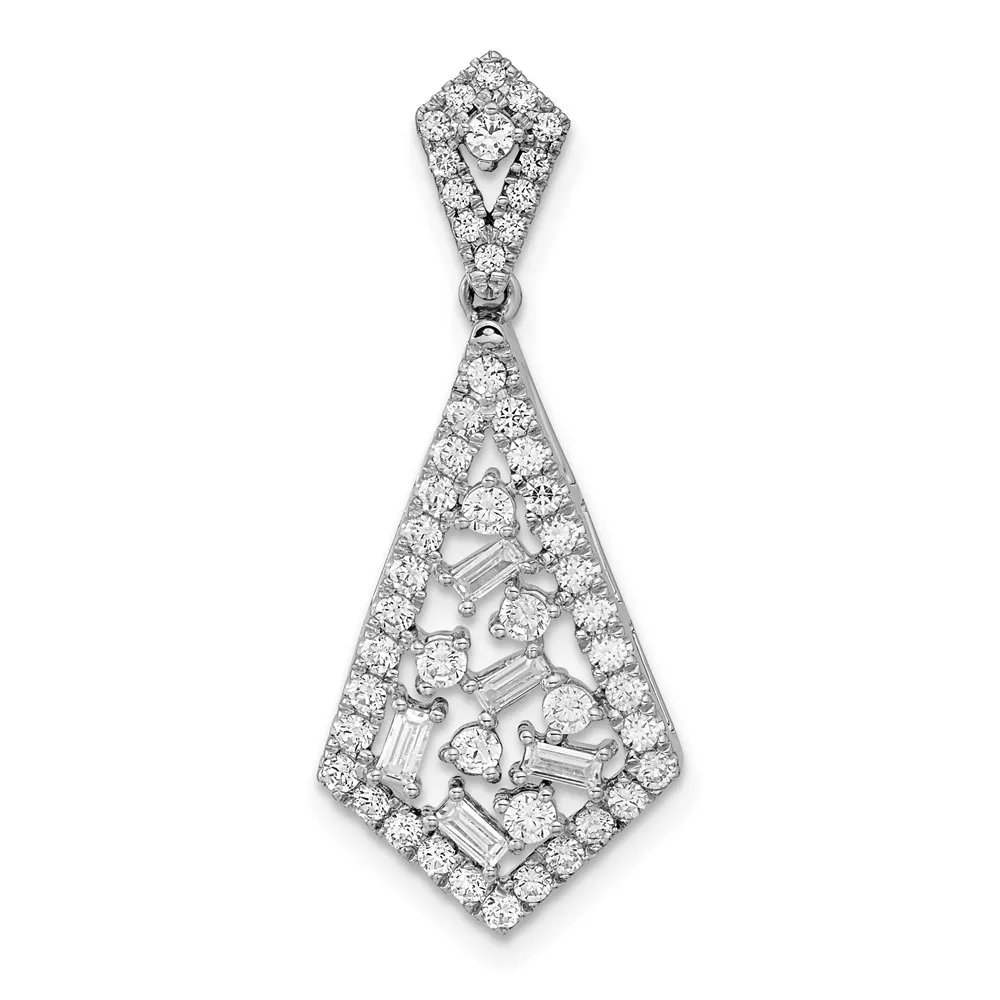14k White Gold Polished 3/4 carat Diamond Fancy Dangle Chain Slide
