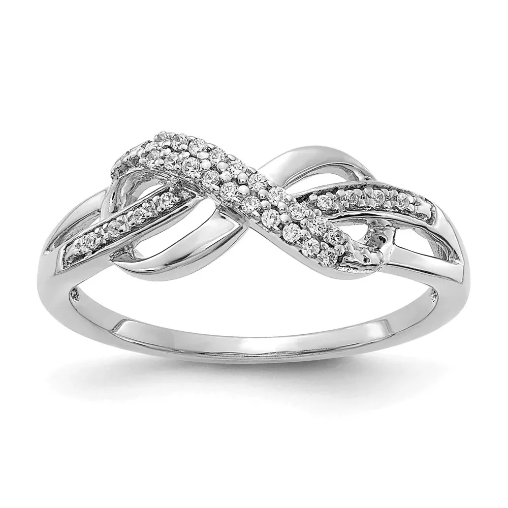14k White Gold Real Diamond Infinity Symbol Ring