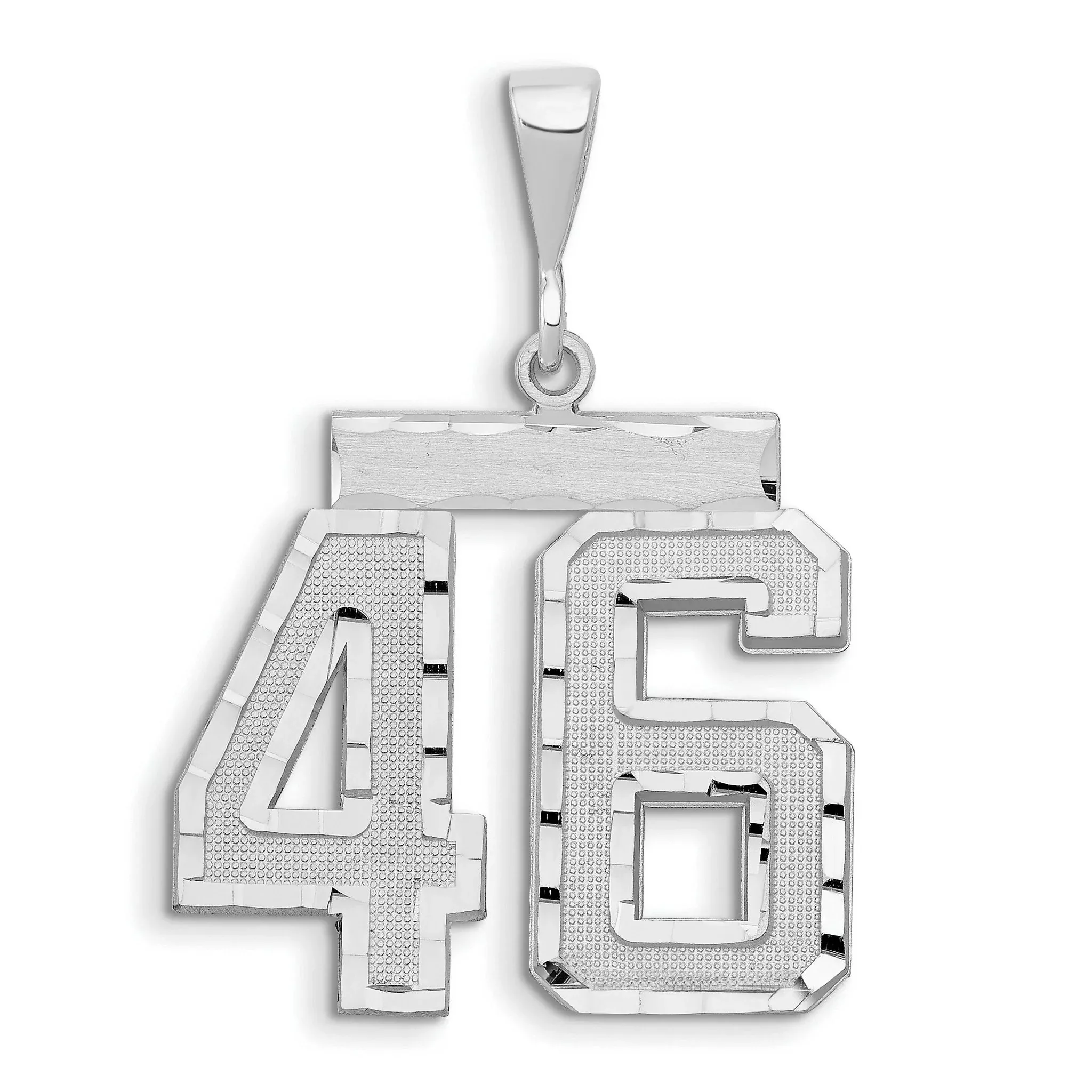 14K White Gold Small Diamond-cut Number 46 Charm