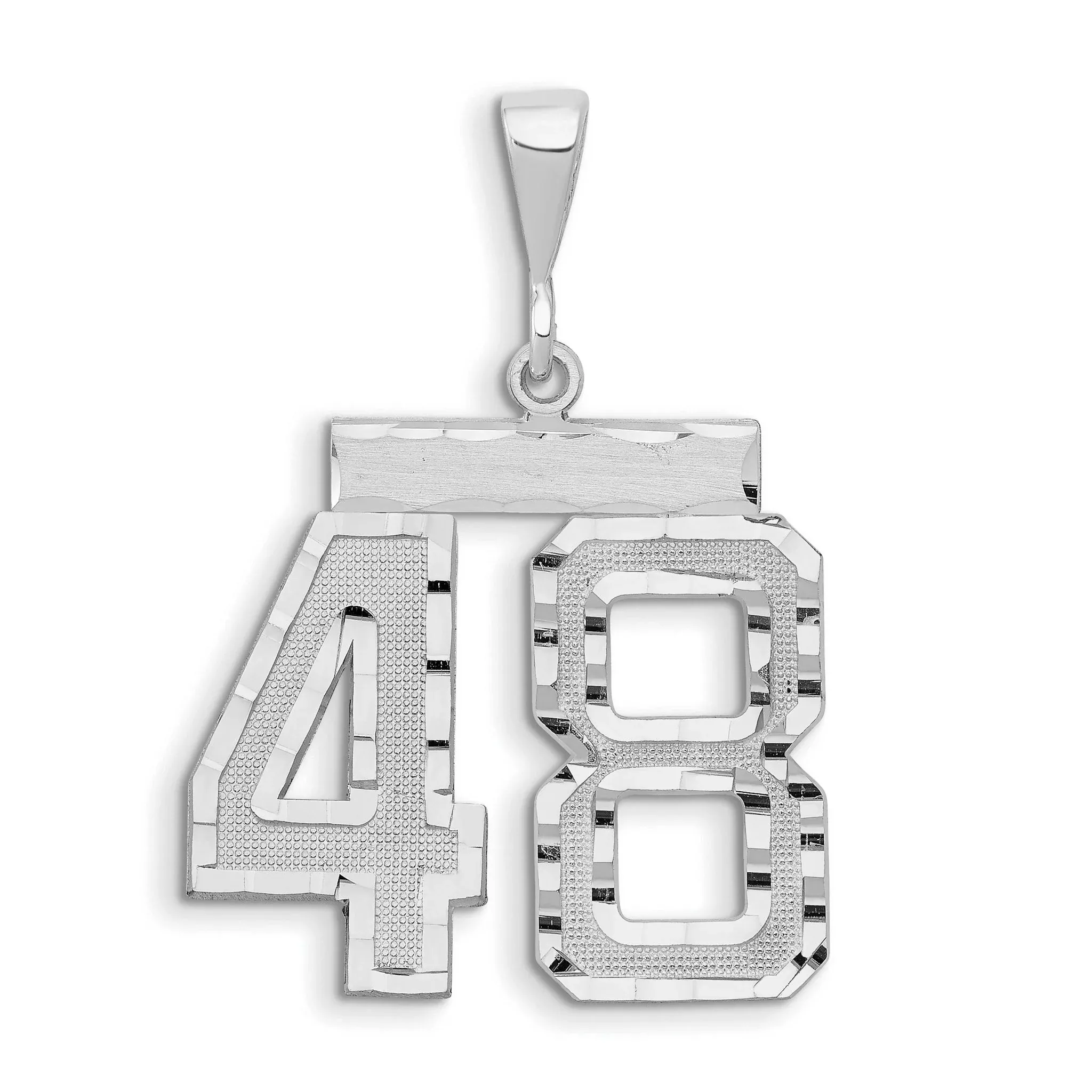 14K White Gold Small Diamond-cut Number 48 Charm