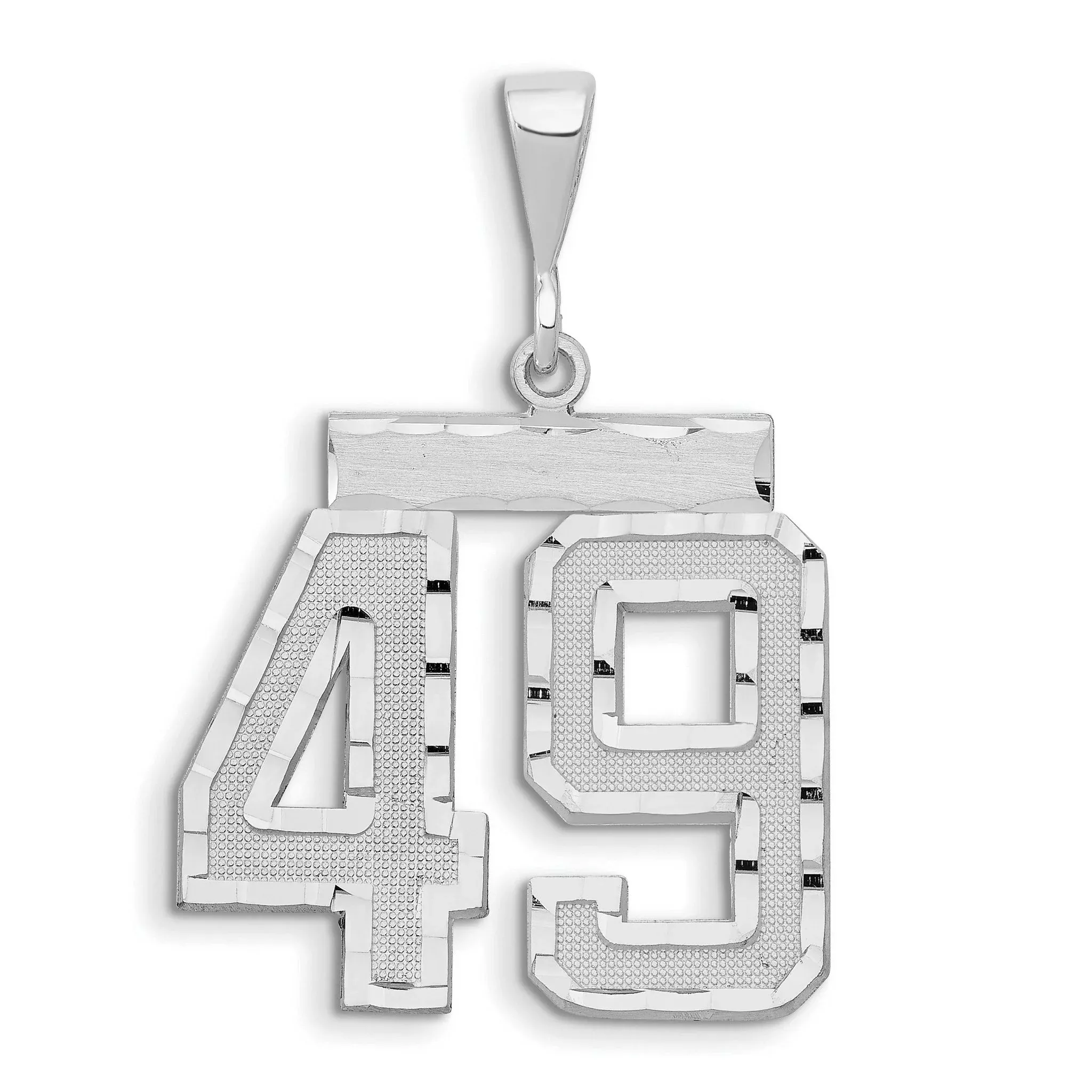 14K White Gold Small Diamond-cut Number 49 Charm