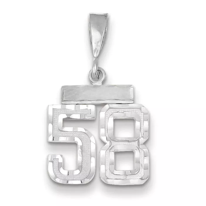 14K White Gold Small Diamond-cut Number 58 Charm