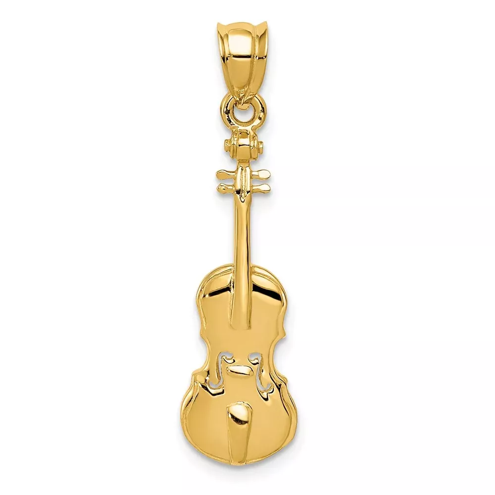 14k Yellow Gold 2D Violin Charm