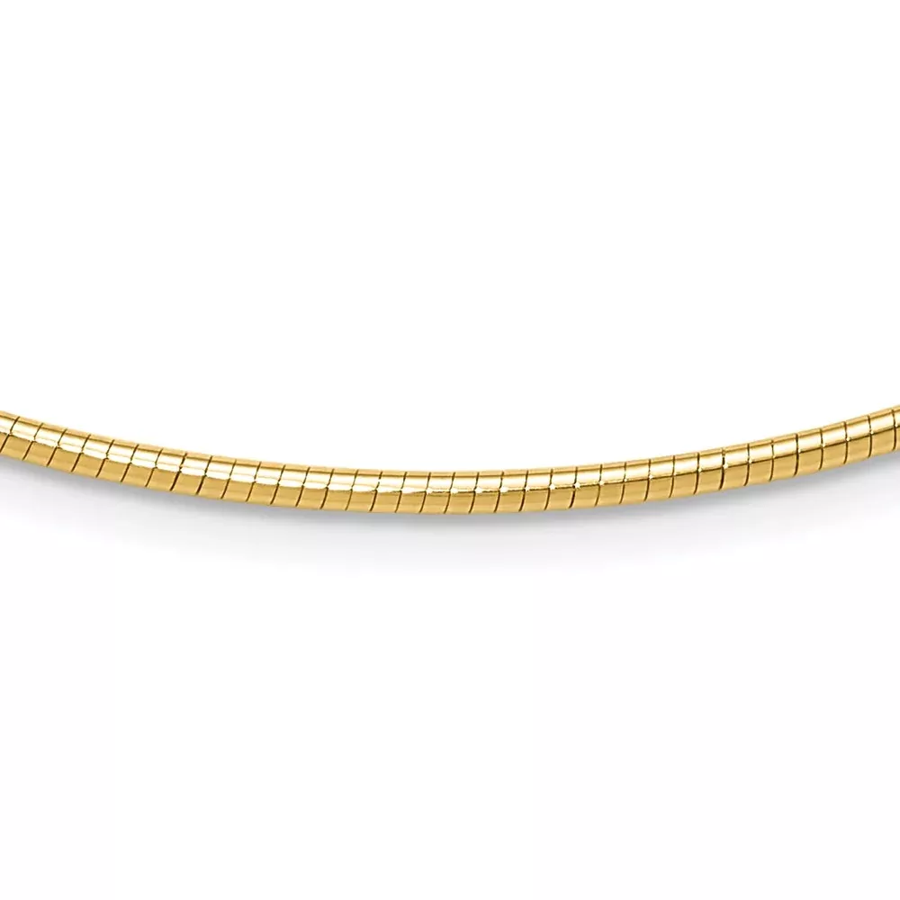 14K Yellow Gold 2mm Round Omega Necklace