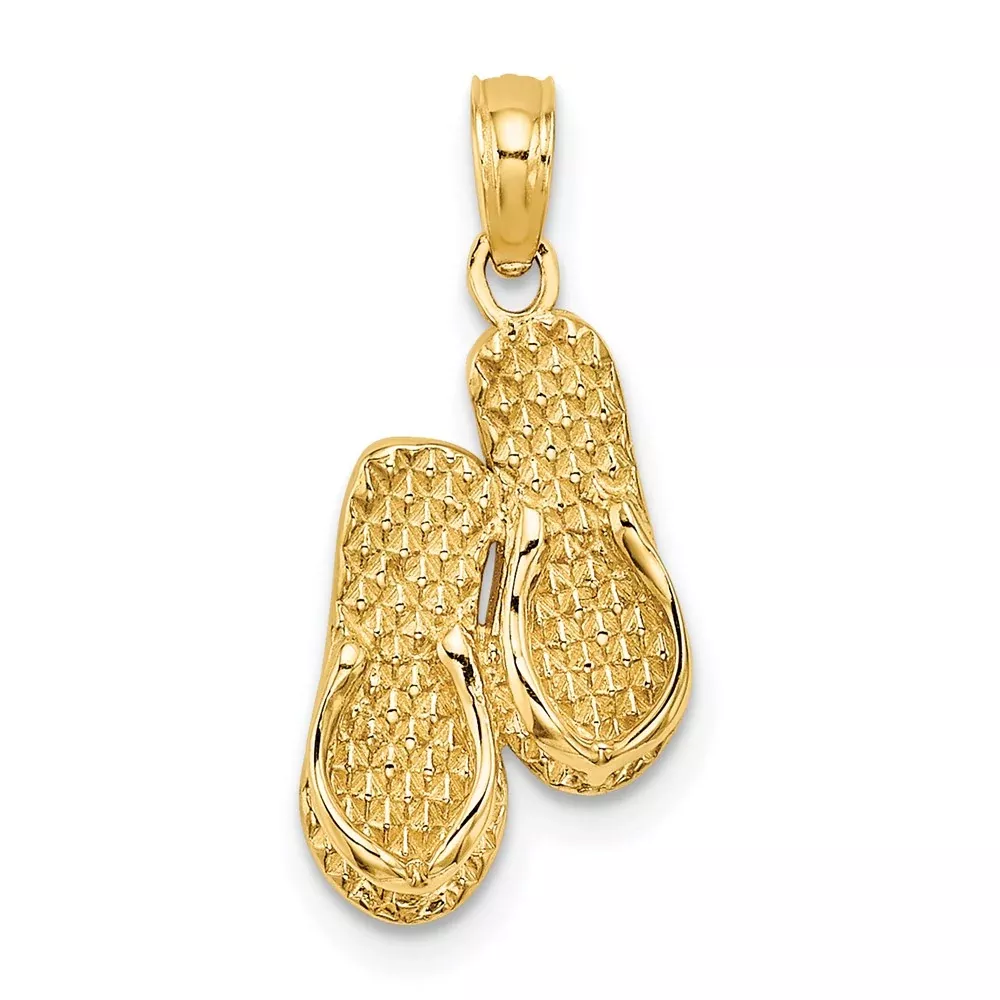 14k Yellow Gold 3D CAPE COD Double Flip-Flop Charm