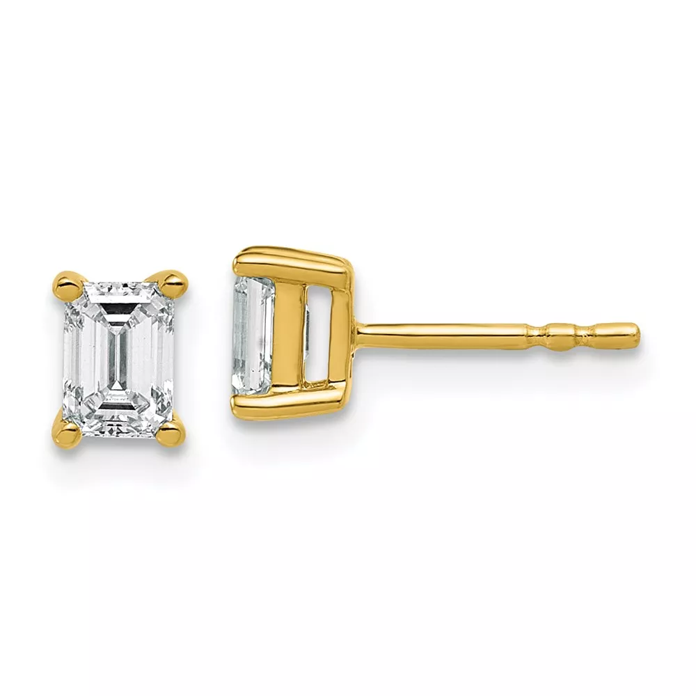 14k Yellow Gold 4.95×3.45mm Emerald Earring Mountings