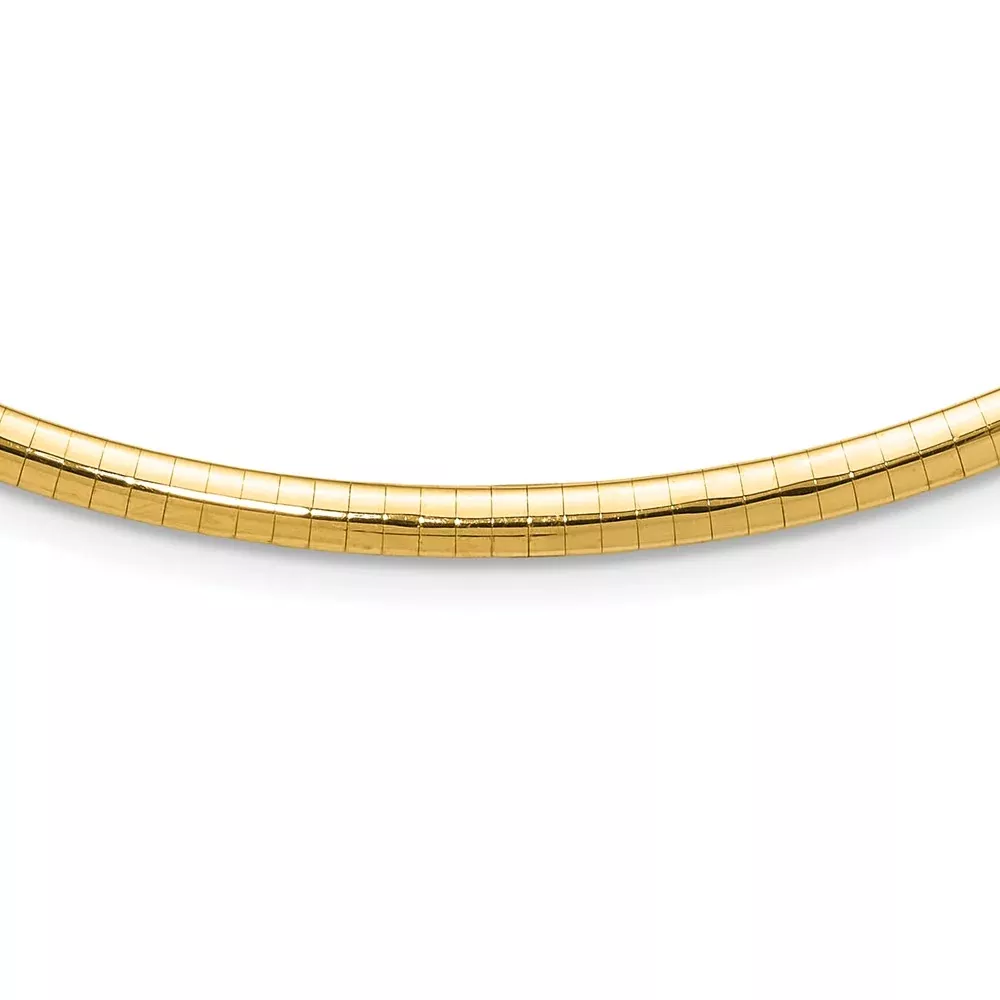 14k Yellow Gold 4mm Domed Omega Necklace