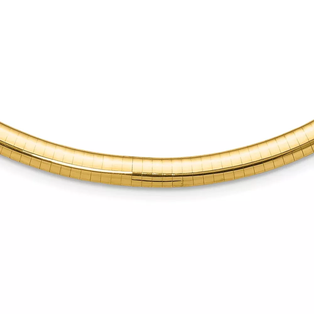 14k Yellow Gold 6mm Lightweight Domed Omega Necklace