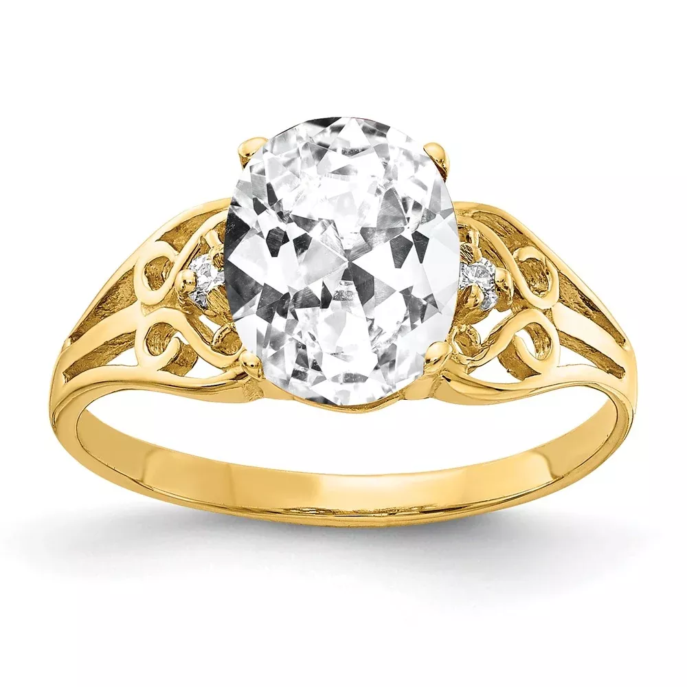 14K Yellow Gold 9x7mm Oval Cubic Zirconia AAA Real Diamond ring