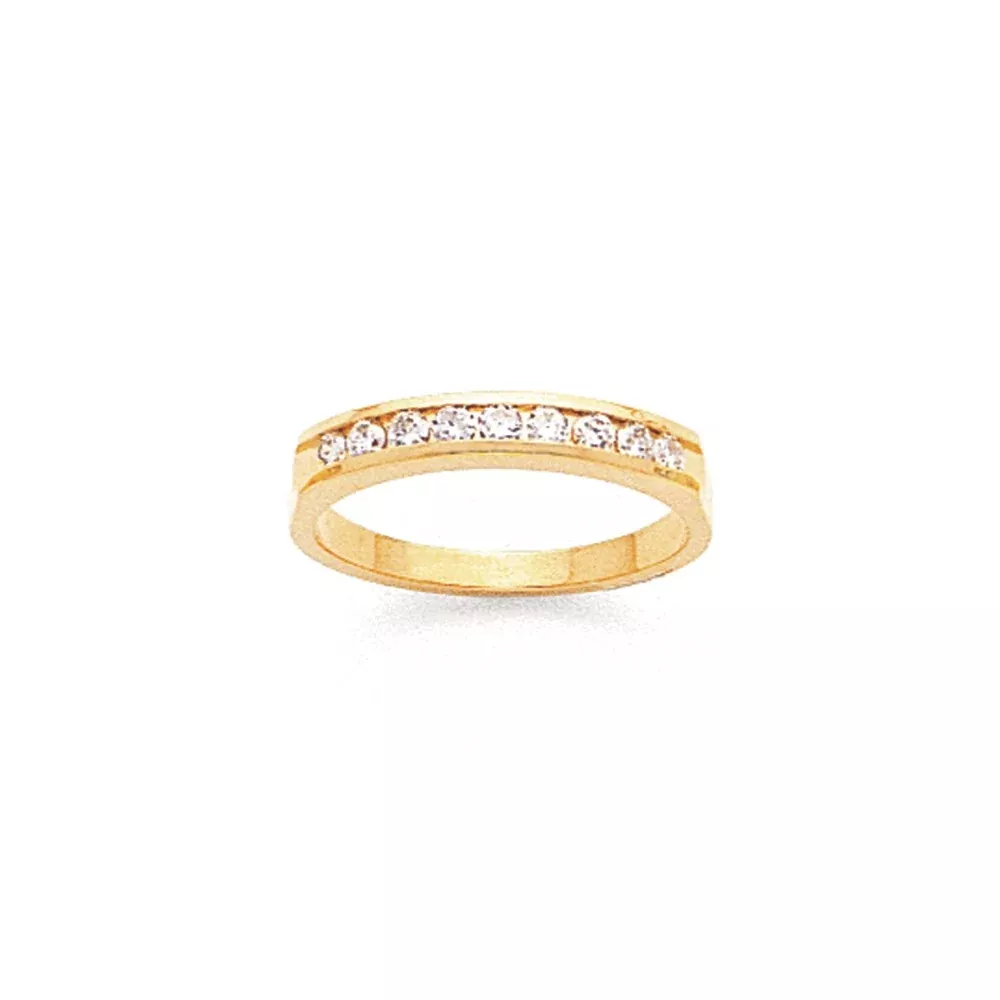 14K Yellow Gold AA Real Diamond Channel Band