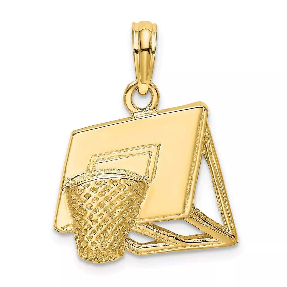 14k Yellow Gold Basketball Hoop Charm