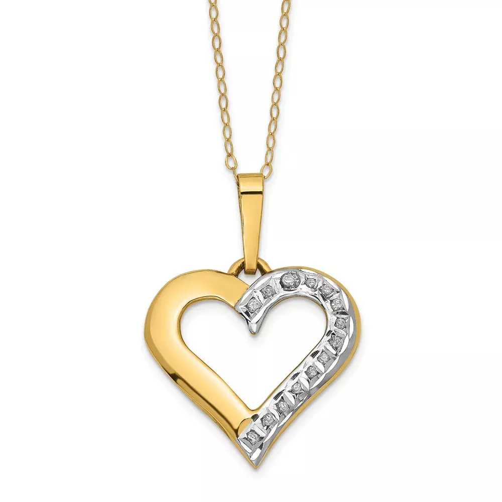14K Yellow Gold Diamond Fascination Heart Necklace