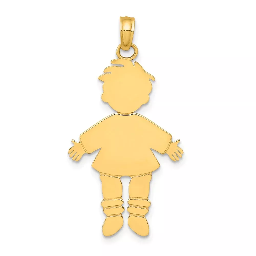 14k Yellow Gold Flat Engravable Boy Charm