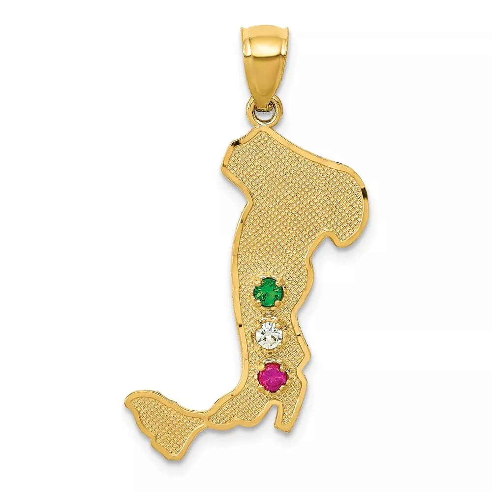14k Yellow Gold Italy w /Emerald Ruby and CZ Stones Charm
