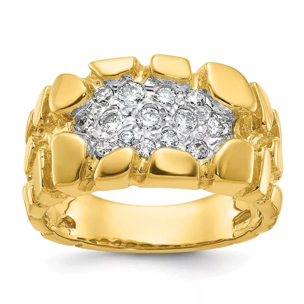 14k Yellow Gold Men's Cluster Diamond Nugget Ring Mounting