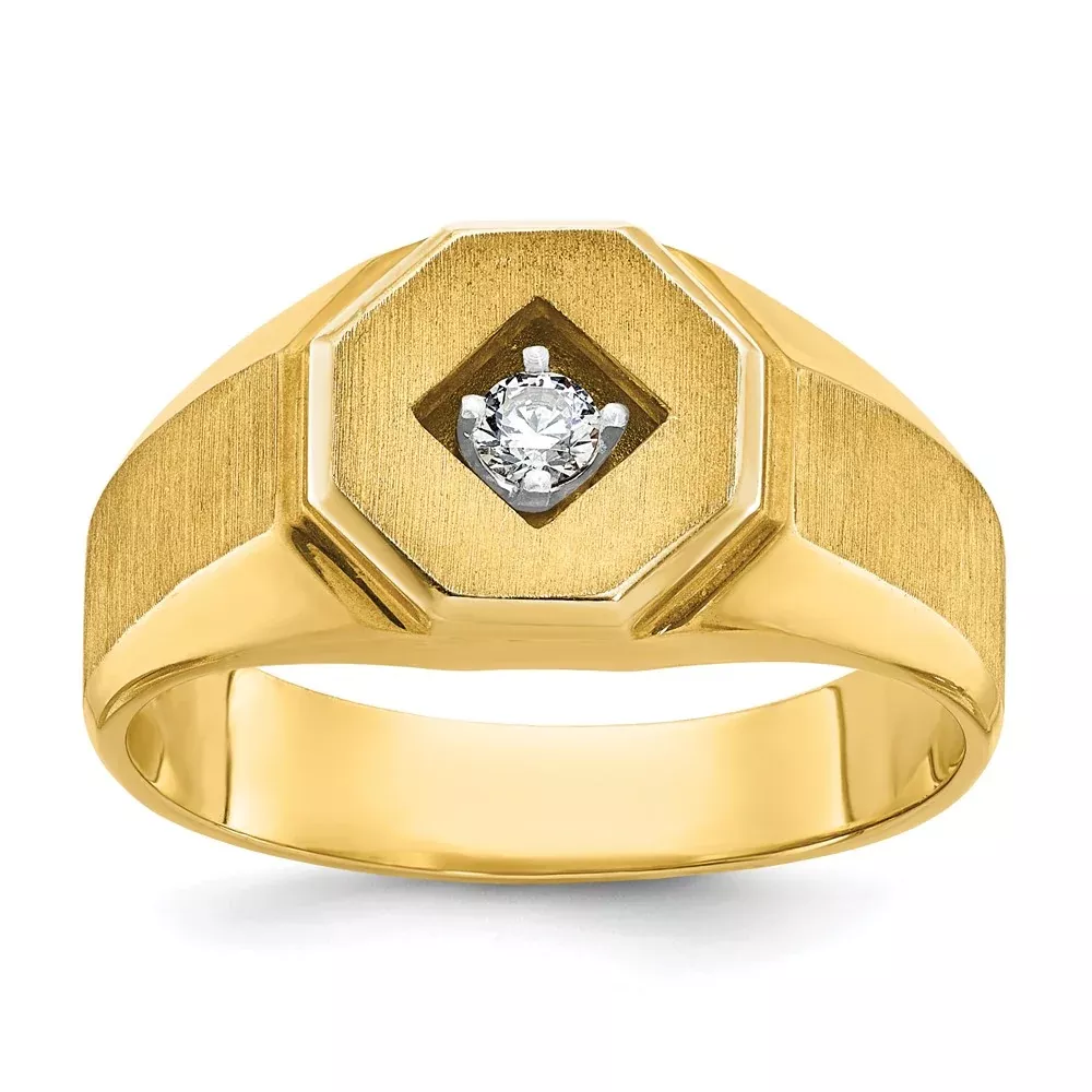 14k Yellow Gold Men's Polished and Satin Diamond Ring Mounting