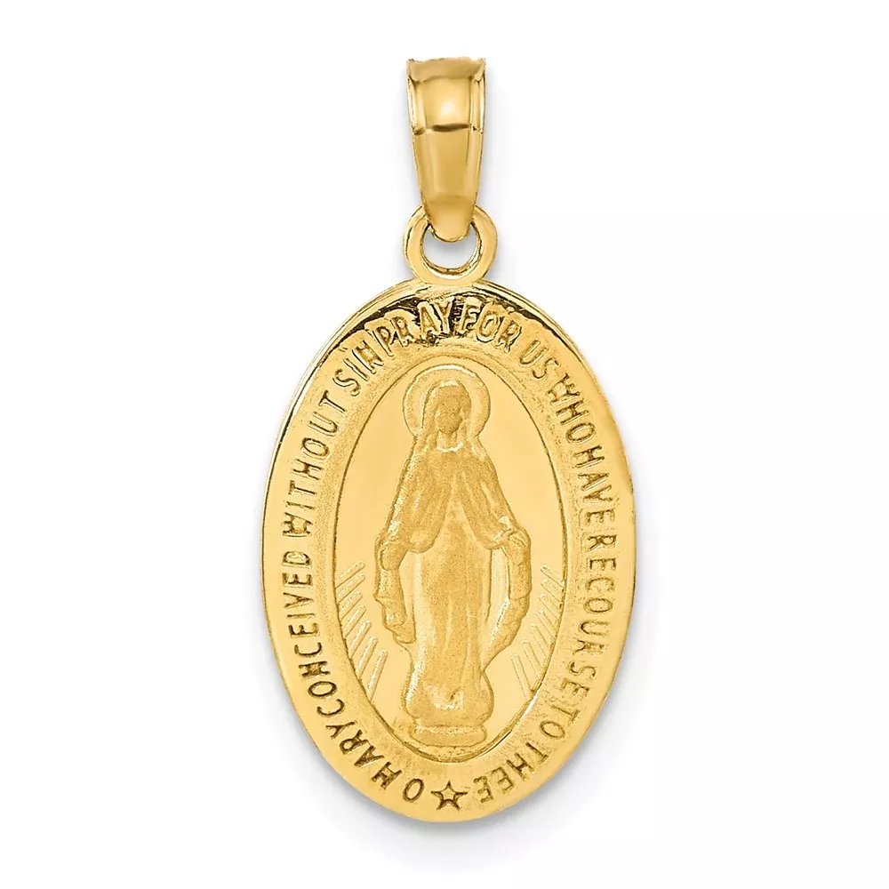 14k Yellow Gold Miraculous Medal Pendant