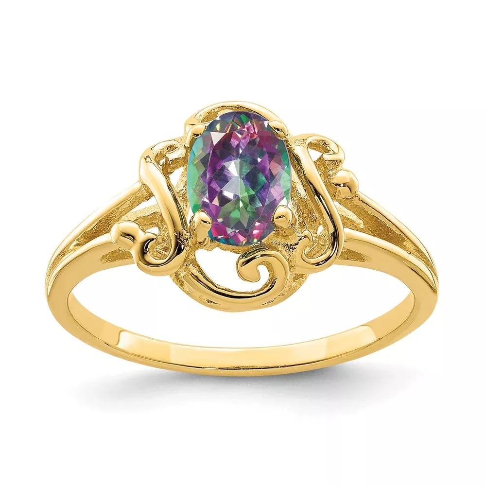 14K Yellow Gold Mystic Fire Ring