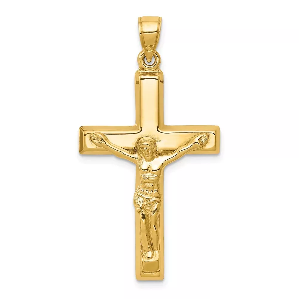 14k Yellow Gold Polished Crucifix Pendant