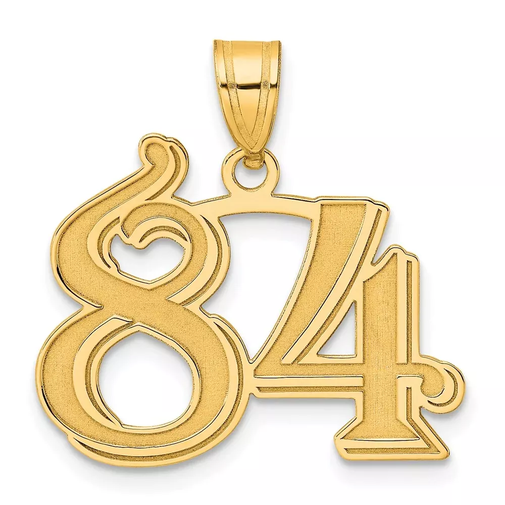 14k Yellow Gold Polished Etched Number 84 Pendant