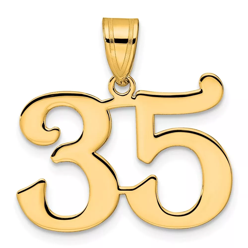 14k Yellow Gold Polished Number 35 Pendant
