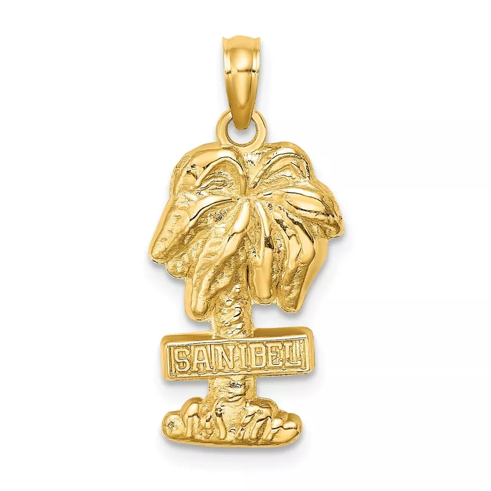 14k Yellow Gold SANIBEL Palm Tree Charm